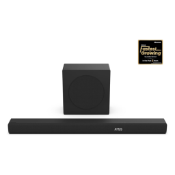 Hisense AX3100 Soundbar and Wireless Subwoofer on white background