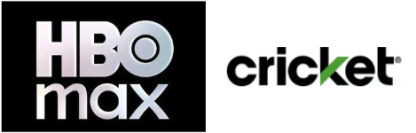 HBO Max and Cricket logos side by side