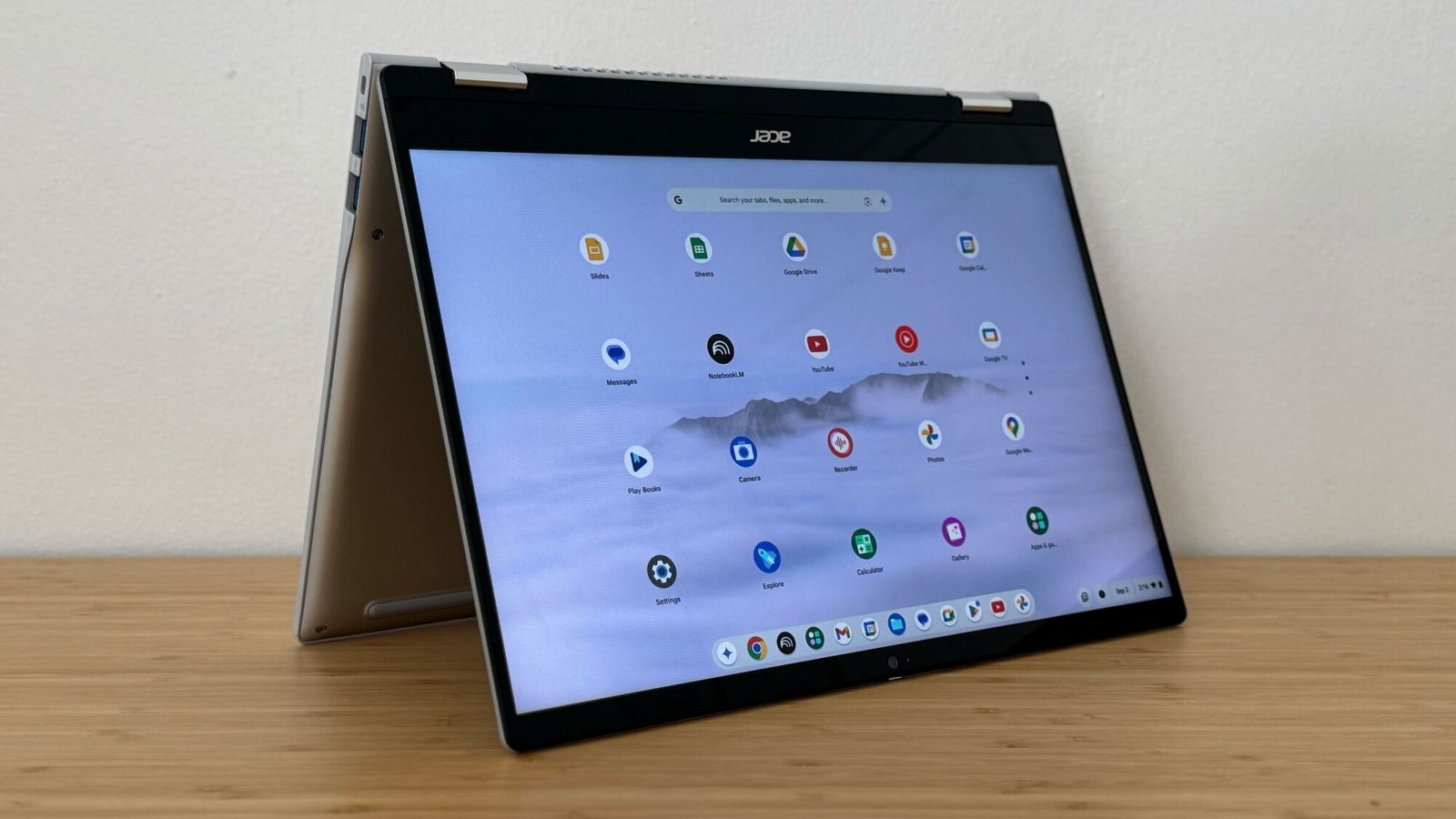 the 2025 acer chromebook plus spin 514 on a wooden desk