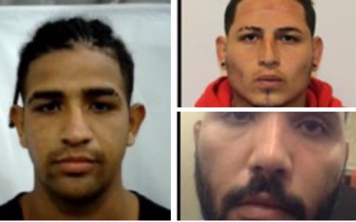 Three close-up mugshots of individuals displaying various expressions against neutral backgrounds, highlighting details such as hairstyles and facial features.