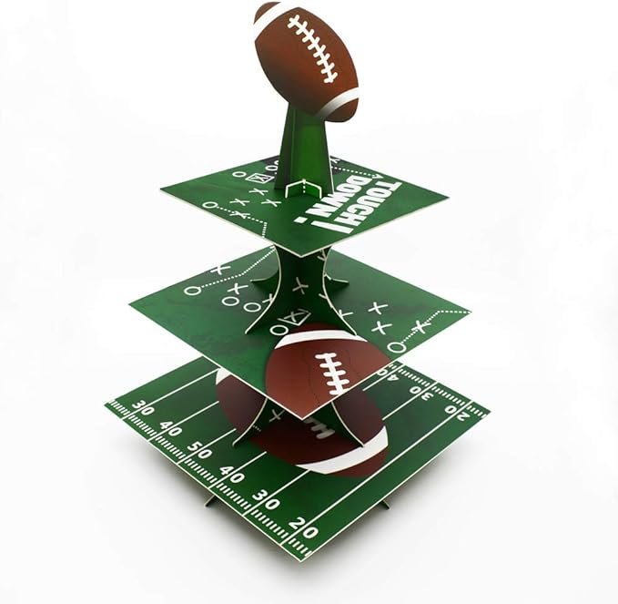 football-patterned cupcake stand