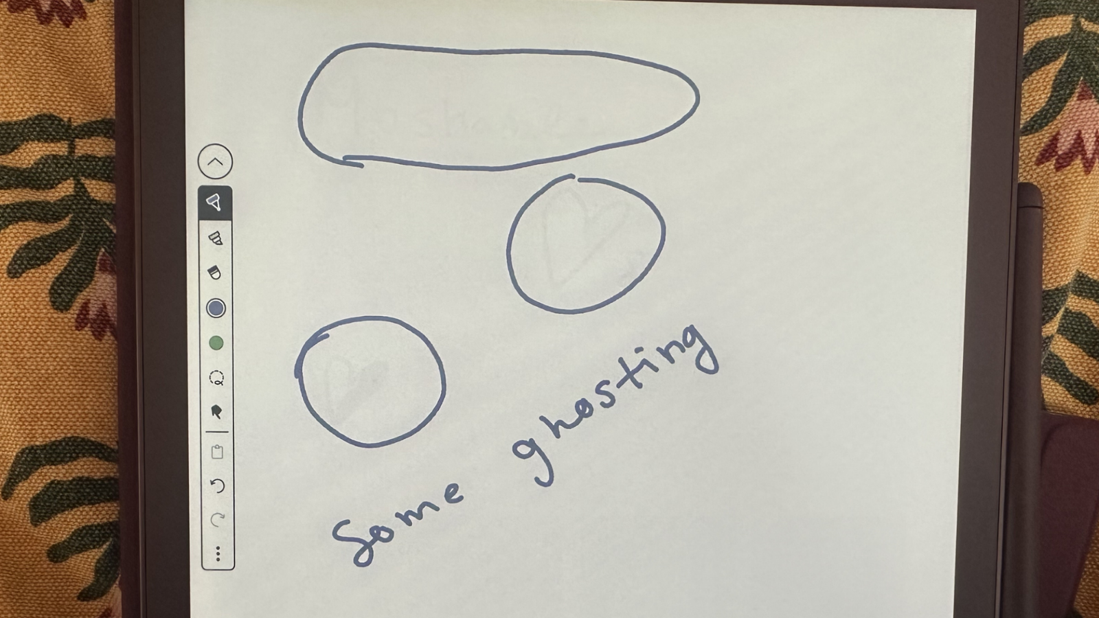 A notebook in a Kindle Scribe Colorsoft showing some ghosting