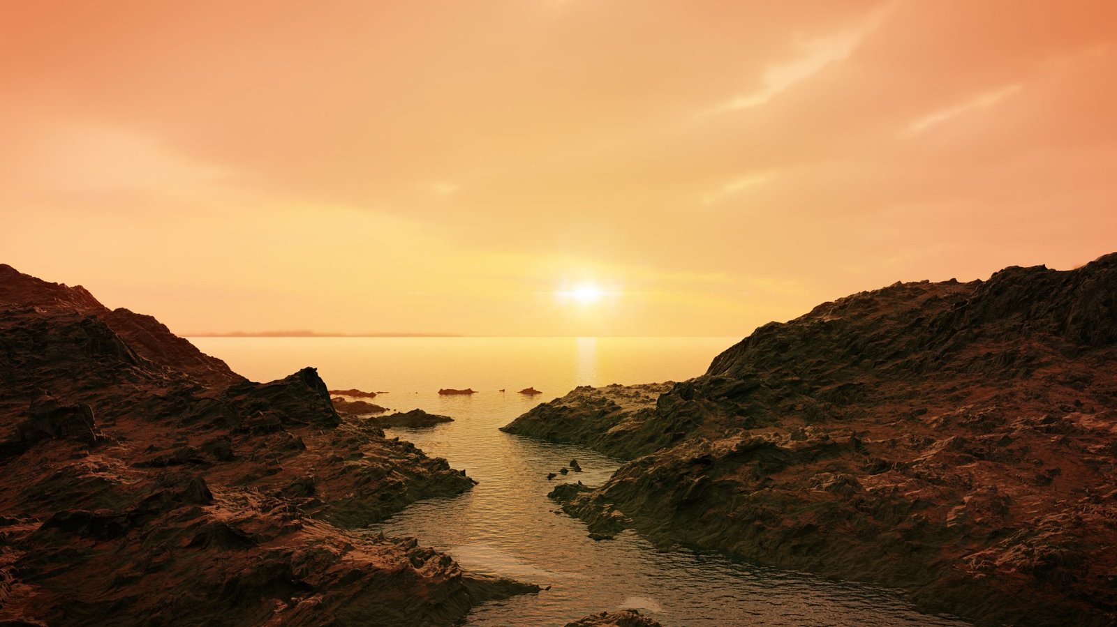 An artist's rendering of an ancient river on Mars