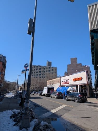 A building from far away with no zoom on Pixel 10a