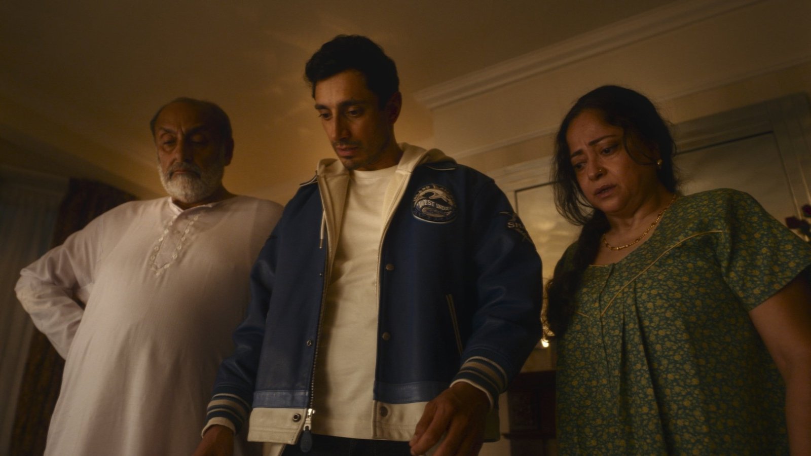 Sajid Hasan, Riz Ahmed, and Sheeba Chaddha in "Bait."