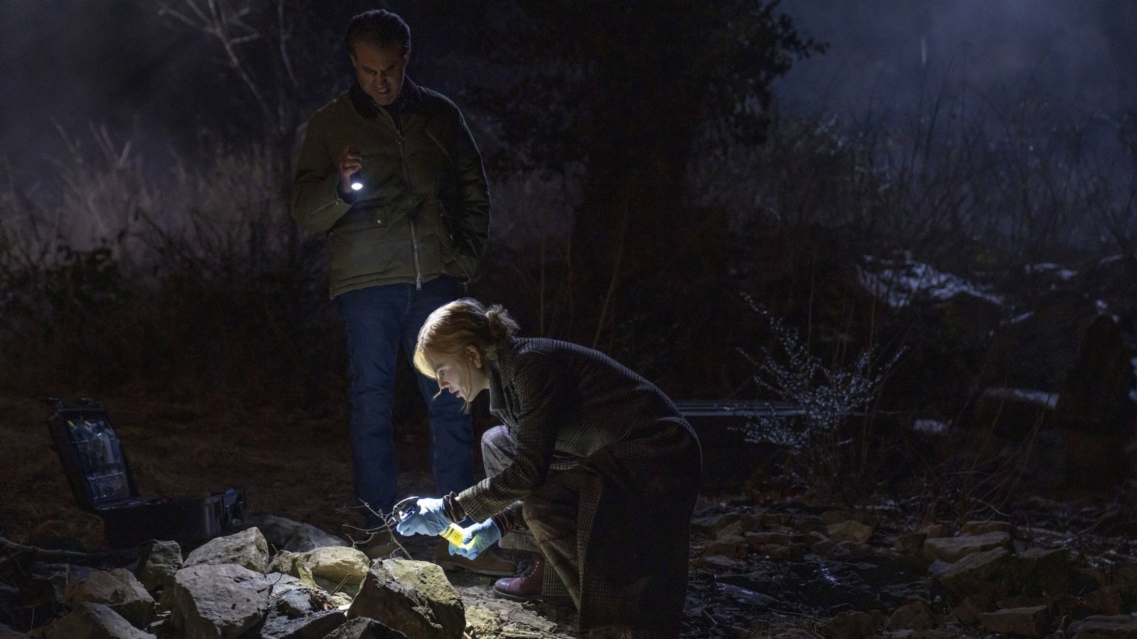 Bobby Cannavale as Pete Marino and Nicole Kidman as Scarpetta.